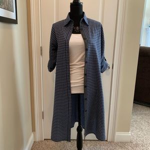 Navy Blue Checkered Duster